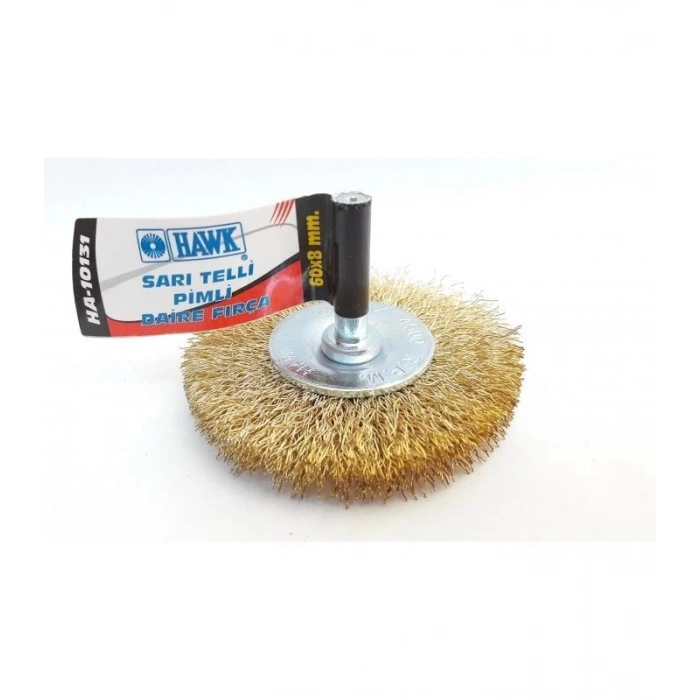 Mey İthalat® Hawk HA10131 Pimli Sarı Tel Daire Fırça 60x8 mm
