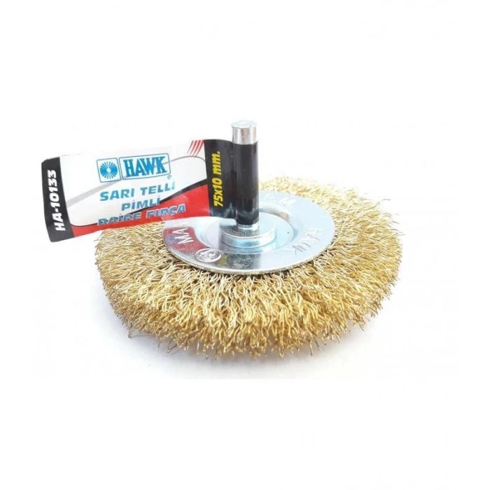 Mey İthalat® Hawk HA10133 Pimli Sarı Tel Daire Fırça 75x10 mm