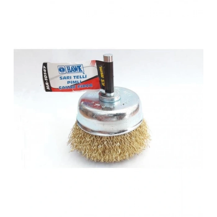 Mey İthalat® Hawk HA10147 Pimli Sarı Tel Çanak Fırça 65 mm