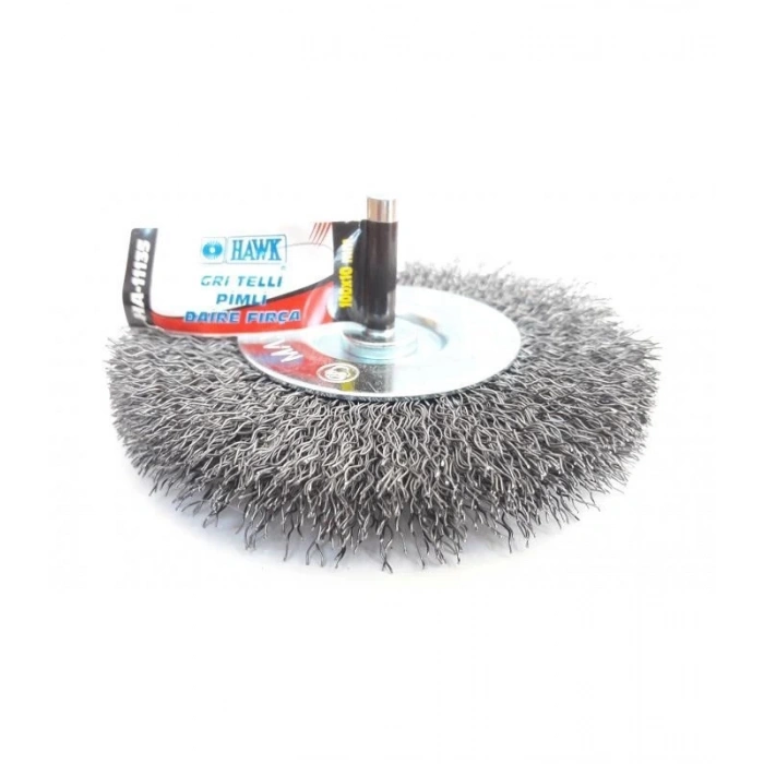 Mey İthalat® Hawk HA11135 Pimli Gri Tel Daire Fırça 100x10 mm