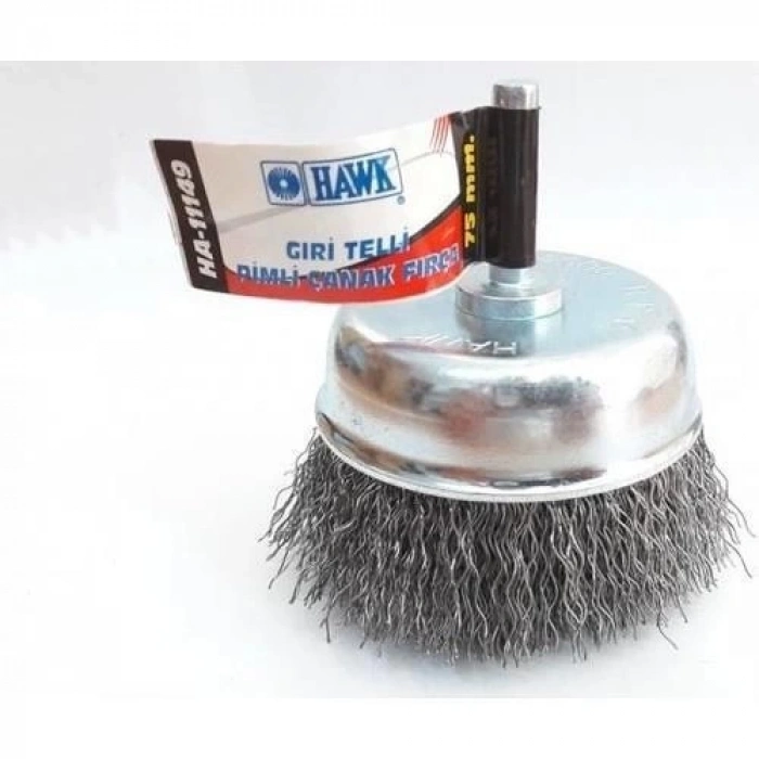 Mey İthalat® Hawk HA11147 Pimli Gri Tel Çanak Fırça 65 mm