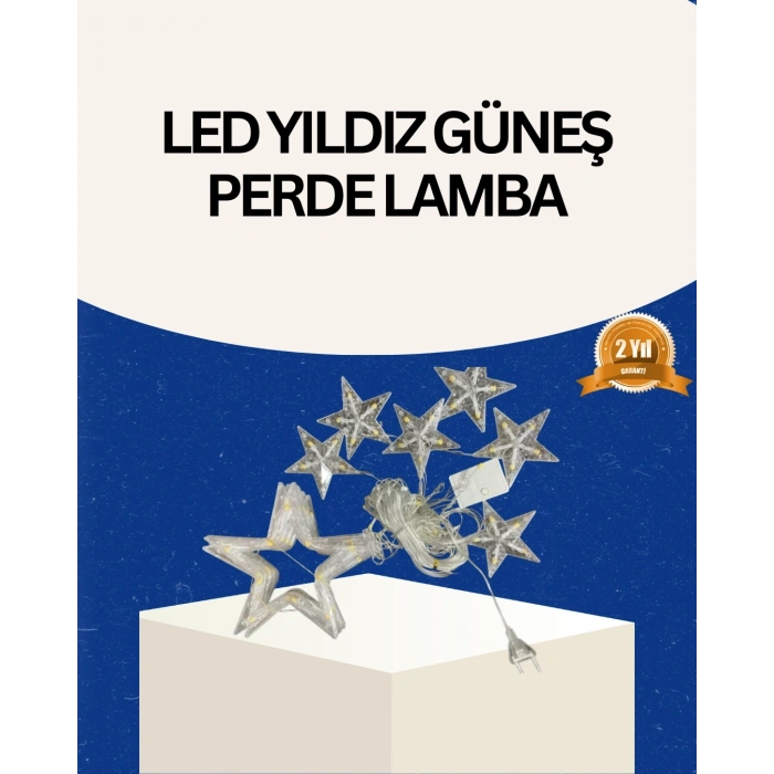Mey İthalat® İç Mekan Uyumlu Yıldız Peri Led Perde 3x3 Metre
