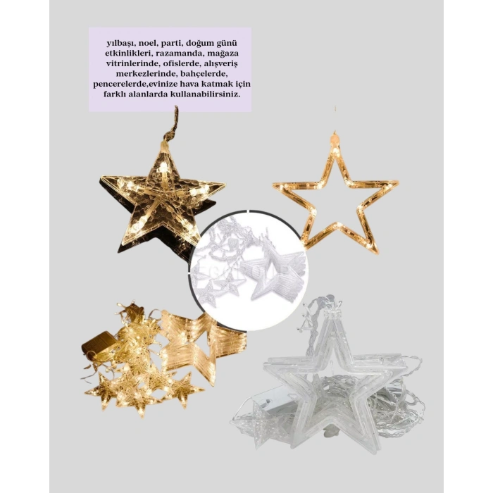 Mey İthalat® İç Mekan Uyumlu Yıldız Peri Led Perde 3x3 Metre