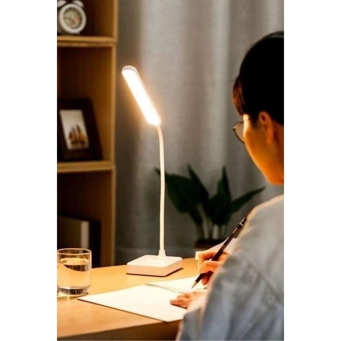 İnce Uzun USBli Dokunmatik 3 Kademeli 360 Derece Özel Göz Korumalı led Lityum Masa ası