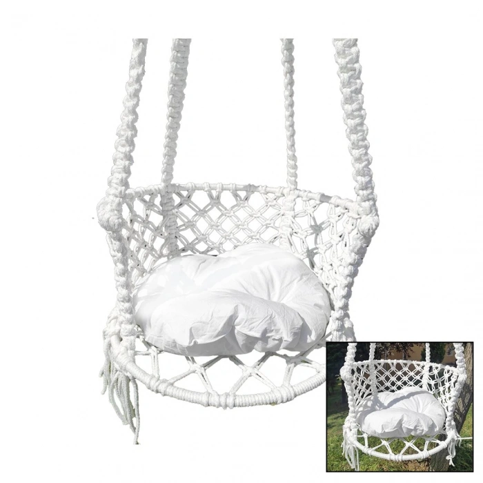 İPEK HAMAK DAVUL SALINCAK  MİNDERLİ   ÇAP:60CM   150KG.TAŞIMA KAPASİTESİ   1-ASMA HALATI - 1-ÇELİK DUBEL (5047)