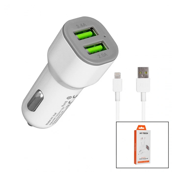 İPHONE - KABLOLU  OTO - ARAÇ ÇAKMAKLIK ŞARJ BAŞLIK SET  3.1A - 155W - 1MT KABLO  HY-X44 (5047)