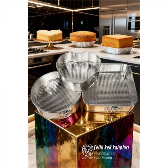 Isla Moretti Serisi 3’lü Paslanmaz Çelik Kelepçeli Kek Kalıbı Seti - Gurme Tasarımlar 722911