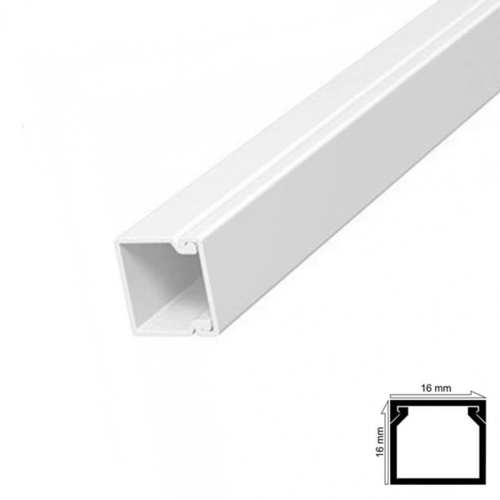 Mey İthalat® Kablo Kanalı 16x16 mm 2 Metre Yapışkanlı Bantlı 6 Adet