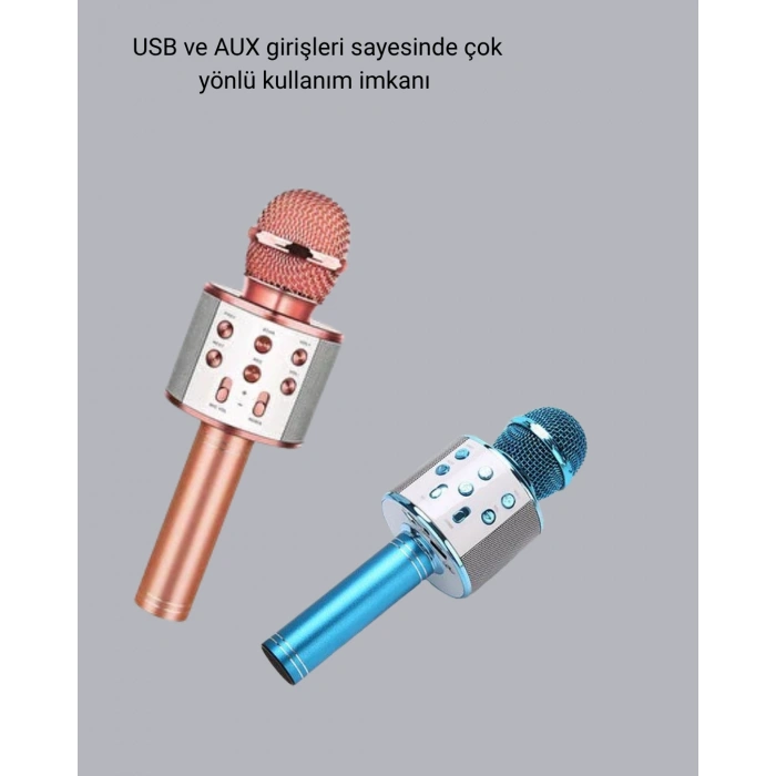 Mey İthalat® Kablosuz Bluetooth Karaoke Mikrofon  Yankı Efektli