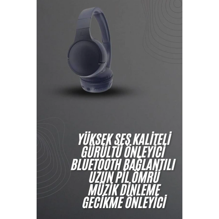 Mey İthalat® Kablosuz Bluetooth Kulaklık Kulak Üstü Ayarlanabilir Uzun Ömürlü