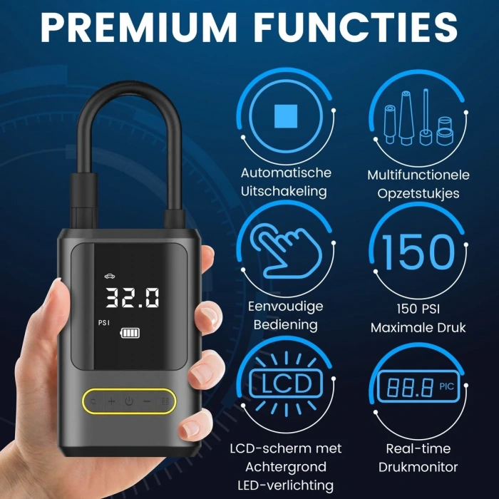 Kablosuz Oto Araç Mini 4000mAh 150 PSI Işıklı Oto Hava Kompresörü KA-760 (5047)