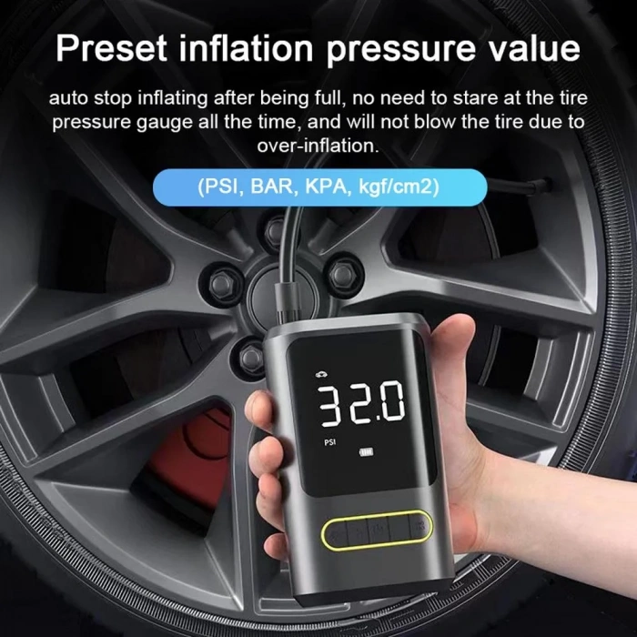 Kablosuz Oto Araç Mini 4000mAh 150 PSI Işıklı Oto Hava Kompresörü KA-760 (5047)