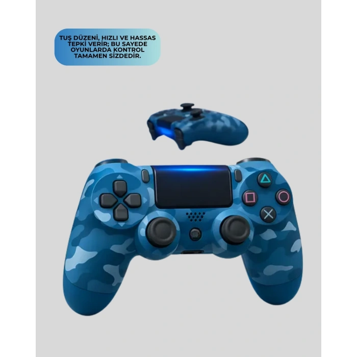 Mey İthalat® Kablosuz PS4 Controller Çift Motorlu Dayanıklı Gamepad