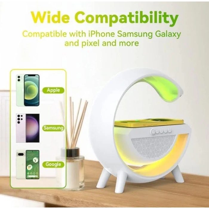 Kablosuz, Usb Bağlantılı, Ekstra Uzun Pil Ömürlü, 7 Renk Seçenekli Ambiyans Işığı,Telefon Şarj Standı BT2301 (5047)