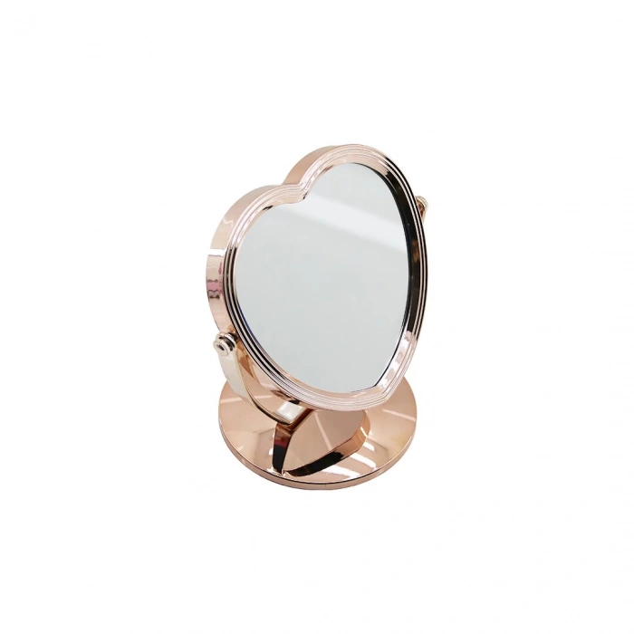 KALP MODEL 7 İNÇ= ÇAP:17.5CM MAKYAJ AYNASI ÇİFT TARAFLI BRONZ - GÜMÜŞ PLS.ÇERÇEVE SABİT AYAK (5047)