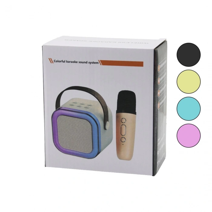 KARAOKE MİKROFONLU WİRELESS HOPARLÖR - SPEAKER IŞIKLI USB ŞARJLI DC 5V - TF - AUX K-12 (5047)