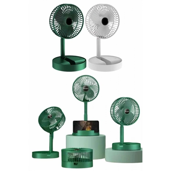 Mey İthalat® Katlanabilir Teleskopik Şarjlı Fan Masaüstü Soğutucu Vantilatör