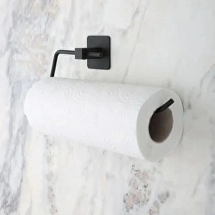 Kendiliğinden Yapışkanlı Siyah Paslanmaz Metal Rulo Havluluk Aparat (5047)