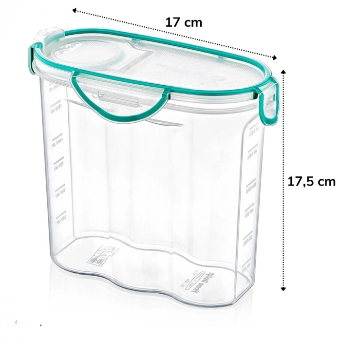 Kilitli Kapaklı Contalı Hava,Su Sıvı Geçirmez 1,7 Litre Erzak Saklama Kabı-SA585 (5047)