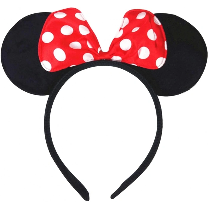 Kırmızı Fiyonklu Minnie Mouse Taç Fare Tacı Kafa Bandı