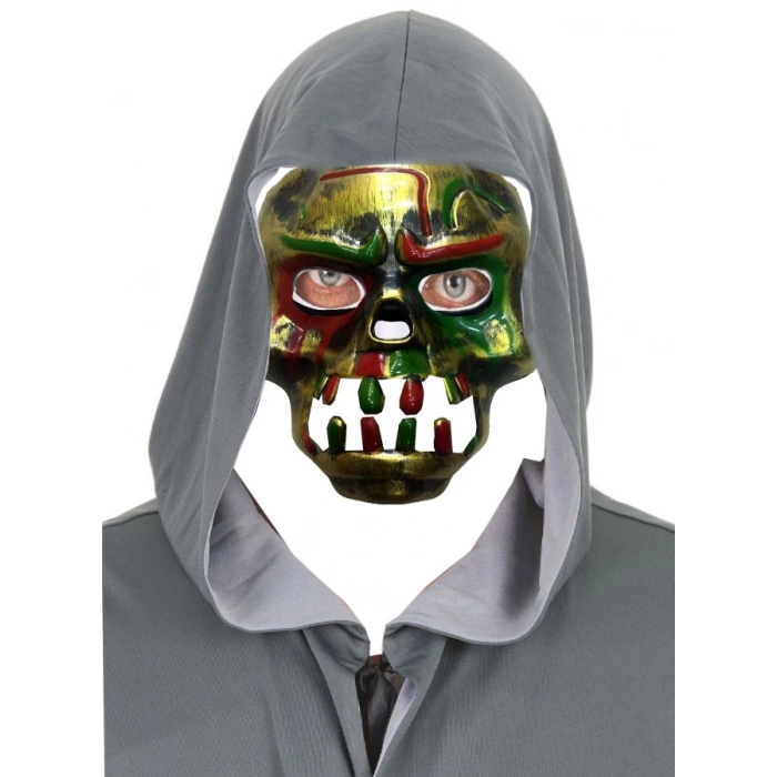 Kırmızı Kanlı Dişli Dracula Kafatası Maskesi Altın Renk (5047)