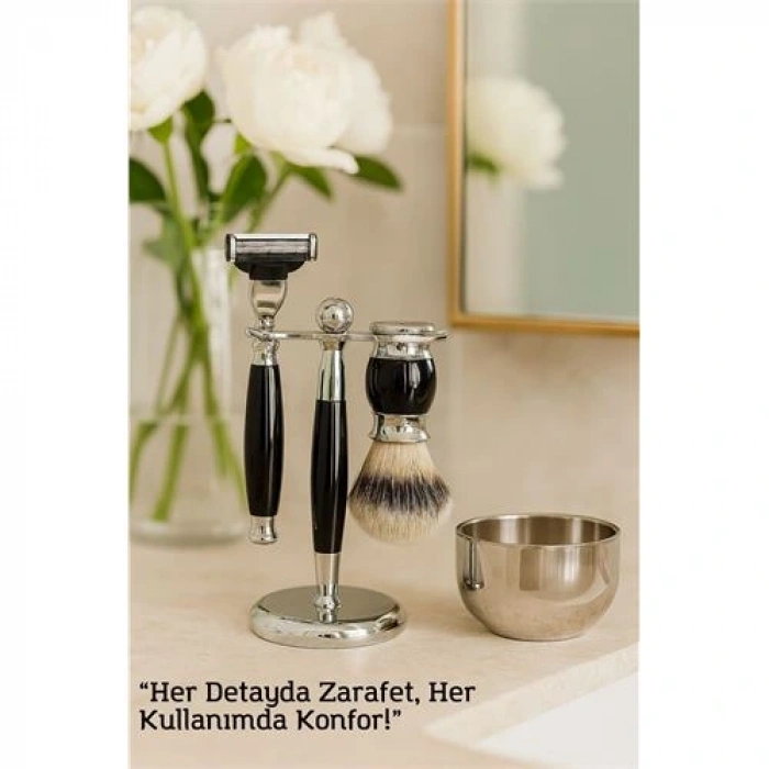 Koleksiyon Tıraş Seti – 304 Cerrahi Çelik & Kemik Saplı | Çift Cidarlı Tıraş Tası Icardi Collection