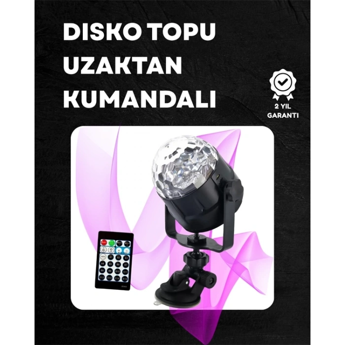 Mey İthalat® Kompakt Tasarımlı, Döner Renkli LED Disko Topu - Ev ve Profesyonel Kullanım