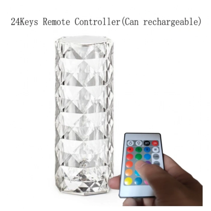 Kristal Elmas Masa Lambası 16 Renk USB Şarjlı Dokunmatik (5047)