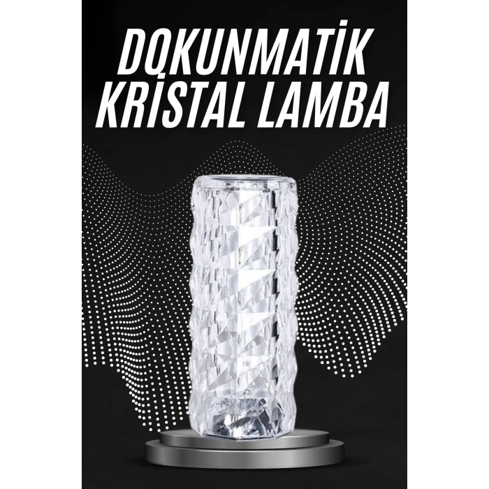Mey İthalat® Kristal Lamba Masa Lambası Şarjlı Masa Lambası Dokunmatik Sensör Usb Şarjlı