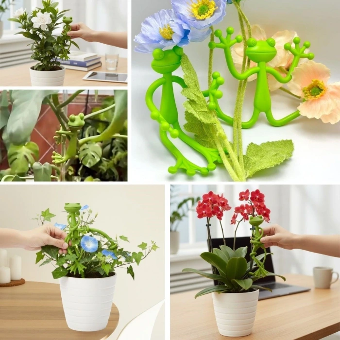 Kurbağa Şeklinde Bitki Sabitleyici – Bahçe ve İç Mekan Bitkileri İçin Dal ve Gövde Destek Aparatı, Çok Amaçlı Bitki Tutucu Klips (5047)