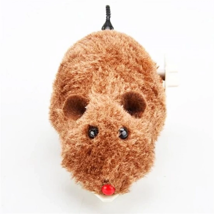 Kurmalı Kedi Eğitim Oyuncağı Tüylü Peluş Fare Yakalama İnteraktif Sevimli Eğlenceli Oyuncak (5047)