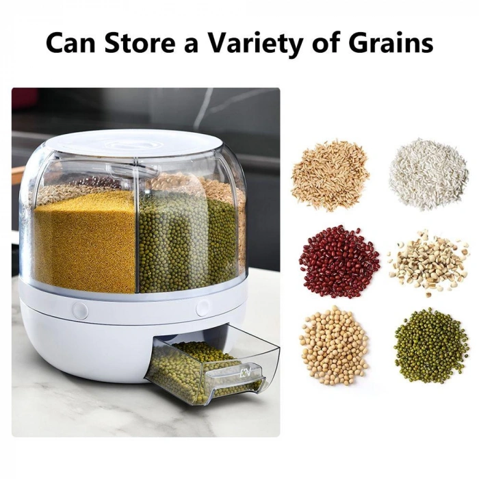 Kuru Gıda Ve Bakliyat Organizeri 360° Dönebilen 6 Bölmeli Ayrıştırıcılı Hava Geçirmez (5047)