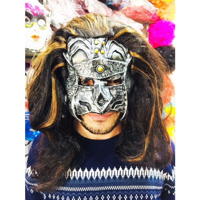 Lateks Savaşçı Maskesi Terminatör Maskesi Saçlı (5047)