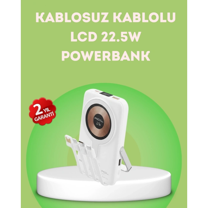 Mey İthalat® LCD Göstergeli Manyetik Powerbank Type C USB Girişli