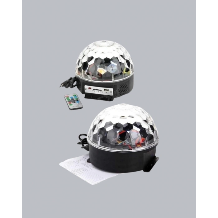 Mey İthalat® LED Disko Küresi Bluetooth Hoparlörlü Ritimle Senkronize Döner Işıklı