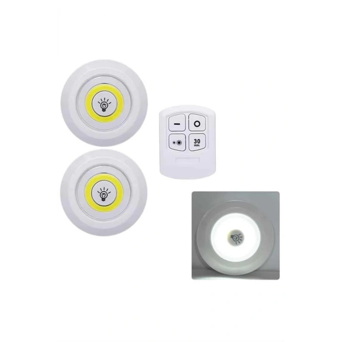 Mey İthalat® Led Lamba 3lü Uzaktan Kumandalı Yapışkanlı