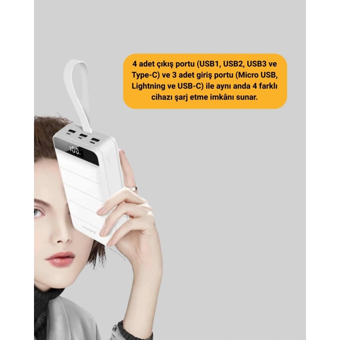 Mey İthalat® Lightning ve Type-C Girişli 50000mAh Powerbank