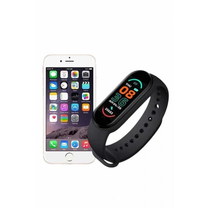 Mey İthalat® M6 Akıllı Bileklik Siyah Adımsayar Spor Takibi Android ve İOS Uyumlu
