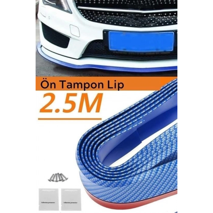 Mavi 2,5 Metre Araba Oto Ön Tampon Koruyucu Kauçuk Pratik Tampon Şerit Bant Döşeme Kiti