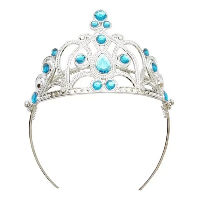 Mavi Taşlı Elsa Çocuk Tacı Prenses Tacı Kraliçe Tacı 16x14 Cm