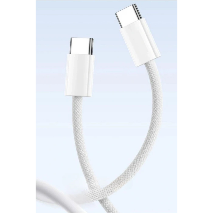 Mey İthalat®   15/15 Pro Type-C to Type-C Hasır Örgü Hızlı Şarj Kablosu (1m)