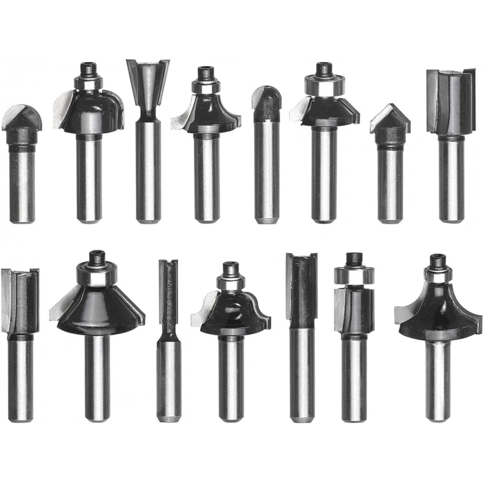 Mey İthalat®   15 Parça Karışık Freze Ucu Seti 8 mm Şaft