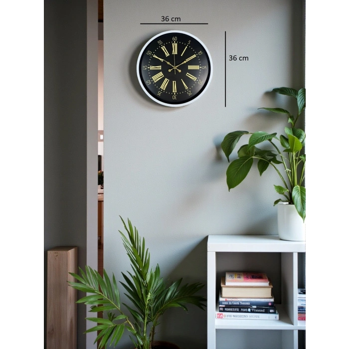 Mey İthalat® 36 Cm Beyaz Dekoratif Duvar Saati