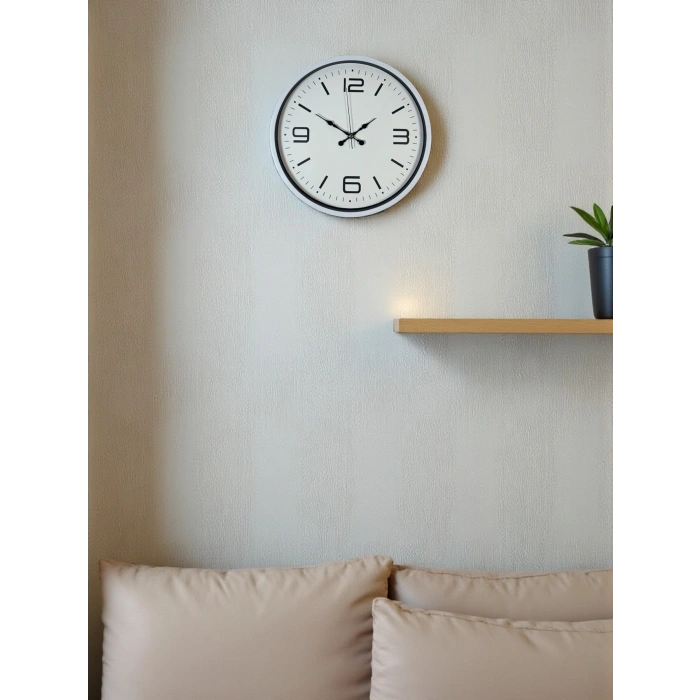 Mey İthalat® 36 Cm Beyaz Modern Dekoratif Duvar Saati