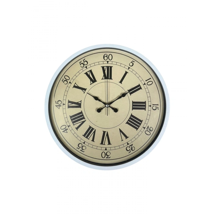 Mey İthalat® 36 Cm Beyaz Retro Dekoratif Duvar Saati