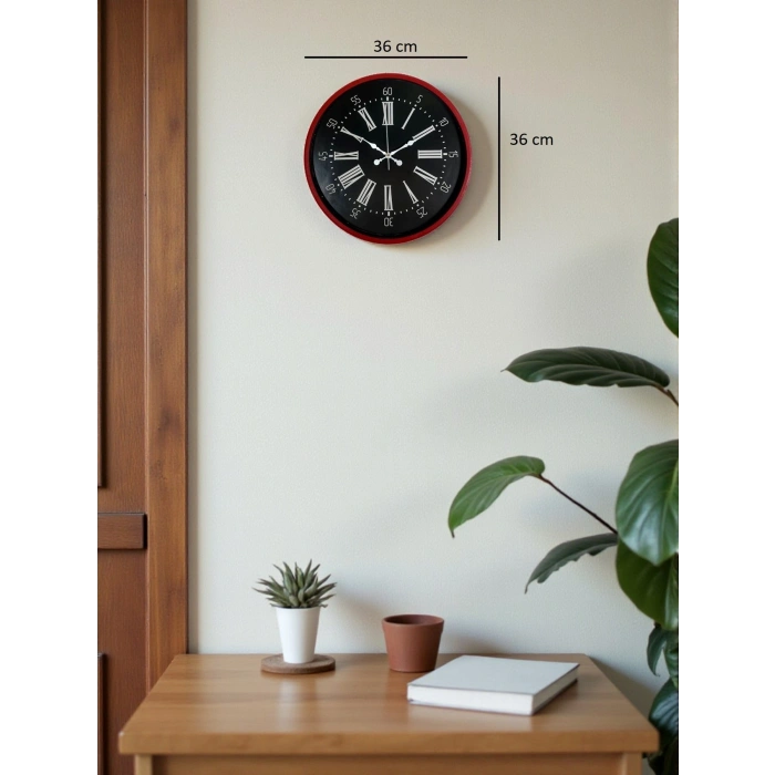 Mey İthalat® 36 Cm Kırmızı Asil Duvar Saati