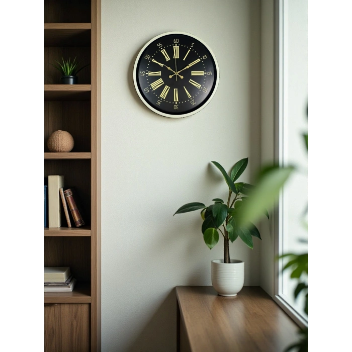 Mey İthalat® 36 Cm Krem Dekoratif Duvar Saati