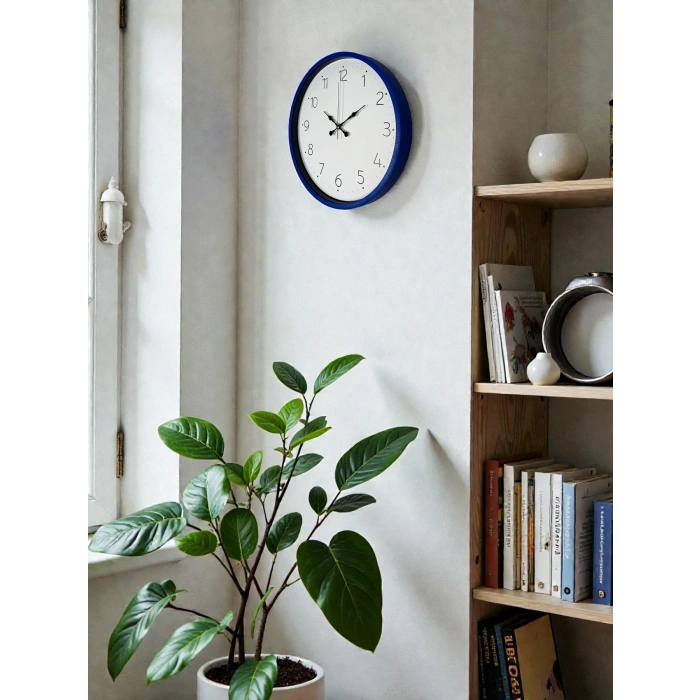 Mey İthalat® 36 Cm Lacivert Dekoratif Duvar Saati