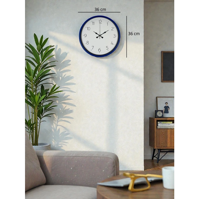 Mey İthalat® 36 Cm Lacivert Dekoratif Duvar Saati