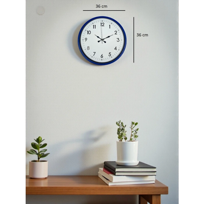 Mey İthalat® 36 Cm Lacivert Dekoratif Duvar Saati